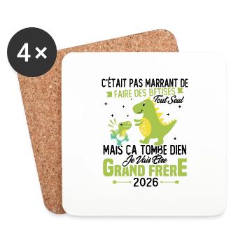 Je vais être grand frère 2026 / Cadeau grand frère - Dessous de verre (lot de 4) - blanc - Devant