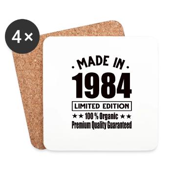 Fabriqué en 1984 Vintage Retro Limited Edition - Dessous de verre (lot de 4) - blanc - Devant