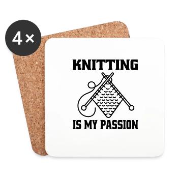 Knitting Gift Seamstress Crochet Sewing - Coasters (set of 4) - white - Front