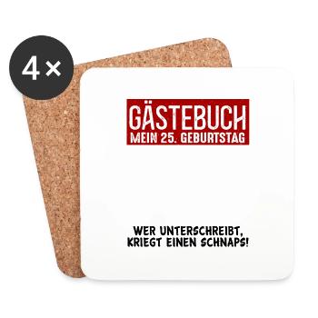 25. Geburtstag Gästebuch Party 25 Jahre Gästeliste - Untersetzer (4er-Set) - Weiß - Vorne
