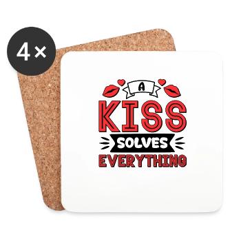 Problème Kissing Solution Relation Partenaire Baiser - Dessous de verre (lot de 4) - blanc - Devant