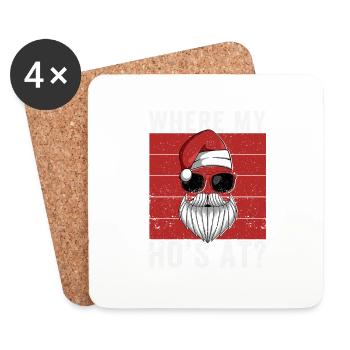 Wo My Ho's At Funny Christmas Santa Inappropriate - Untersetzer (4er-Set) - Weiß - Vorne