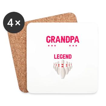 GRANDMA La légende du bowling Cool Retro Bowler - Dessous de verre (lot de 4) - blanc - Devant