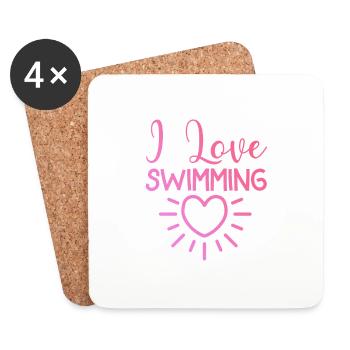 Ich liebe Schwimmen - Untersetzer (4er-Set) - Weiß - Vorne