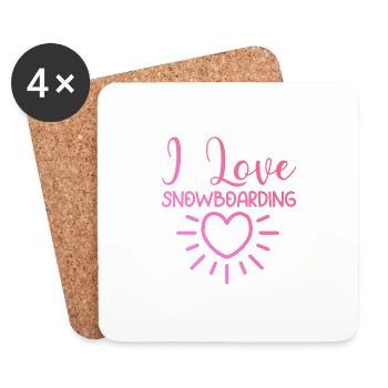 I love snowboarding - Coasters (set of 4) - white - Front