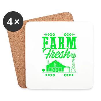 spruch frais de la ferme - Dessous de verre (lot de 4) - blanc - Devant