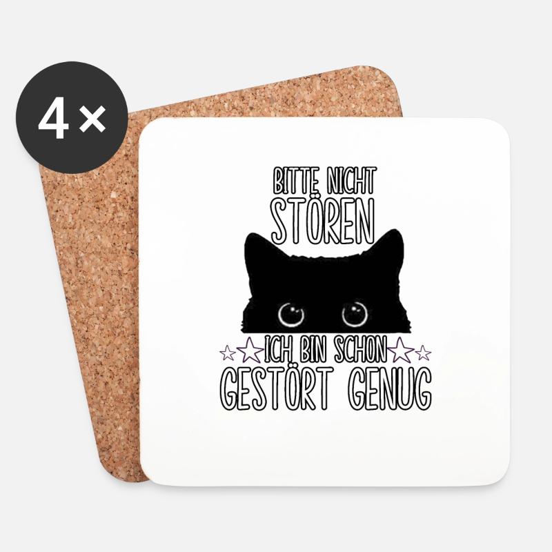 Gestört Genug Katzenhalter Spruch Katze Katzen Fan - Untersetzer (4er-Set) - Weiß