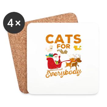 Joyeux Noël Chat Père Noël Chaton - Dessous de verre (lot de 4) - blanc - Devant