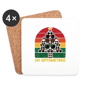 Lustige Optiker Weihnachtsbaum Brille Xmas Oh - Untersetzer (4er-Set) - Weiß - Vorne