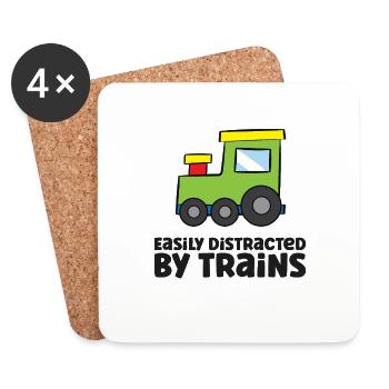 Facilement distrait par les trains - Dessous de verre (lot de 4) - blanc - Devant