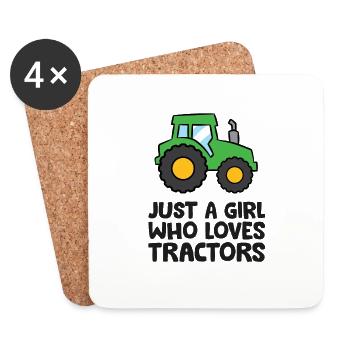 Juste une fille qui aime les tracteurs - Dessous de verre (lot de 4) - blanc - Devant