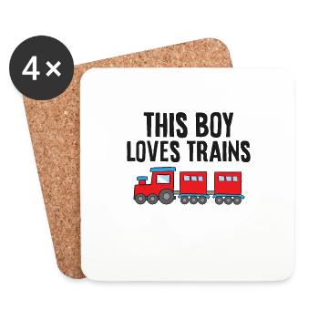 Ce garçon aime les trains - Dessous de verre (lot de 4) - blanc - Devant