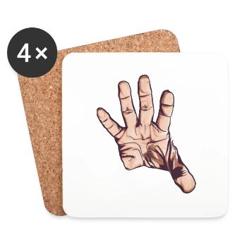Hand grasping / stretching out, Vector Art - Coasters (set of 4) - white - Front