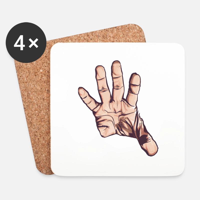 Hand greifend / ausgestreckt, Vector Art - Untersetzer (4er-Set) - Weiß