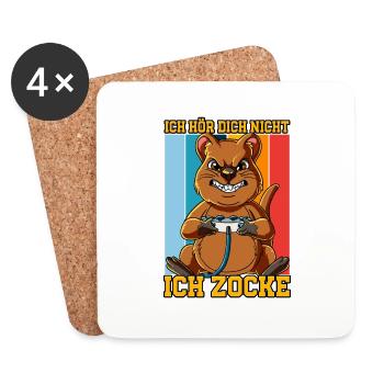 Zocken Gaming Ich Höre Dich Nicht Ich Zocke - Untersetzer (4er-Set) - Weiß - Vorne