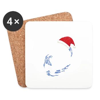 Funny Ugly Fishing Christmas Bass Fish - Coasters (set of 4) - white - Front