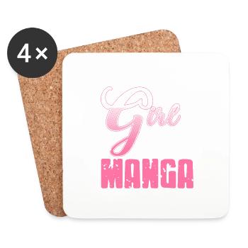 Juste une fille qui aime vraiment le design rétro manga - Dessous de verre (lot de 4) - blanc - Devant
