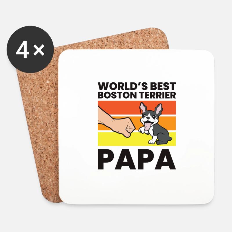 Der weltbeste Boston Terrier Papa Boston Terrier - Untersetzer (4er-Set) - Weiß