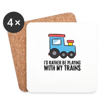 Je préfère jouer avec mes trains - Dessous de verre (lot de 4) - blanc - Devant
