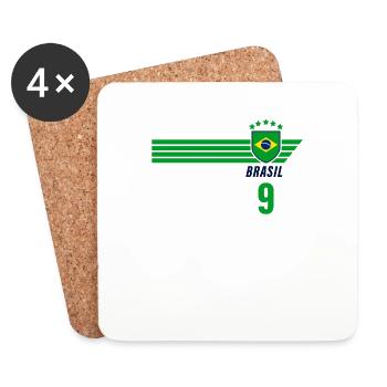 Brésil Maillot de fan de football brésilien Seleção - Dessous de verre (lot de 4) - blanc - Devant