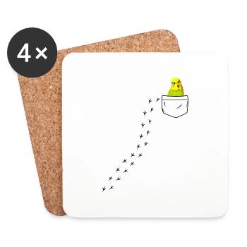 Budgie Chest Bag Motif Welli Gift - Coasters (set of 4) - white - Front