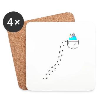 Budgie Chest Bag Motif Welli Gift - Coasters (set of 4) - white - Front