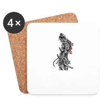Samurai I Japanese Tattoo Manga Anime Masque pour - Dessous de verre (lot de 4) - blanc - Devant