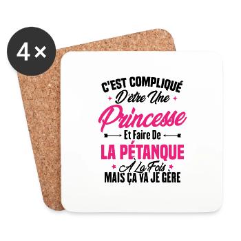Princesse et pétanque - Dessous de verre (lot de 4) - blanc - Devant
