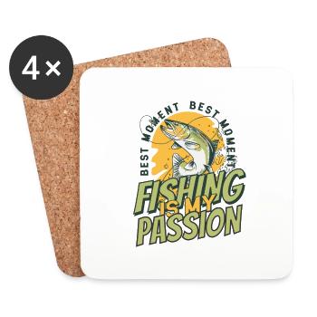 Fishing is my passion - Coasters (set of 4) - white - Front
