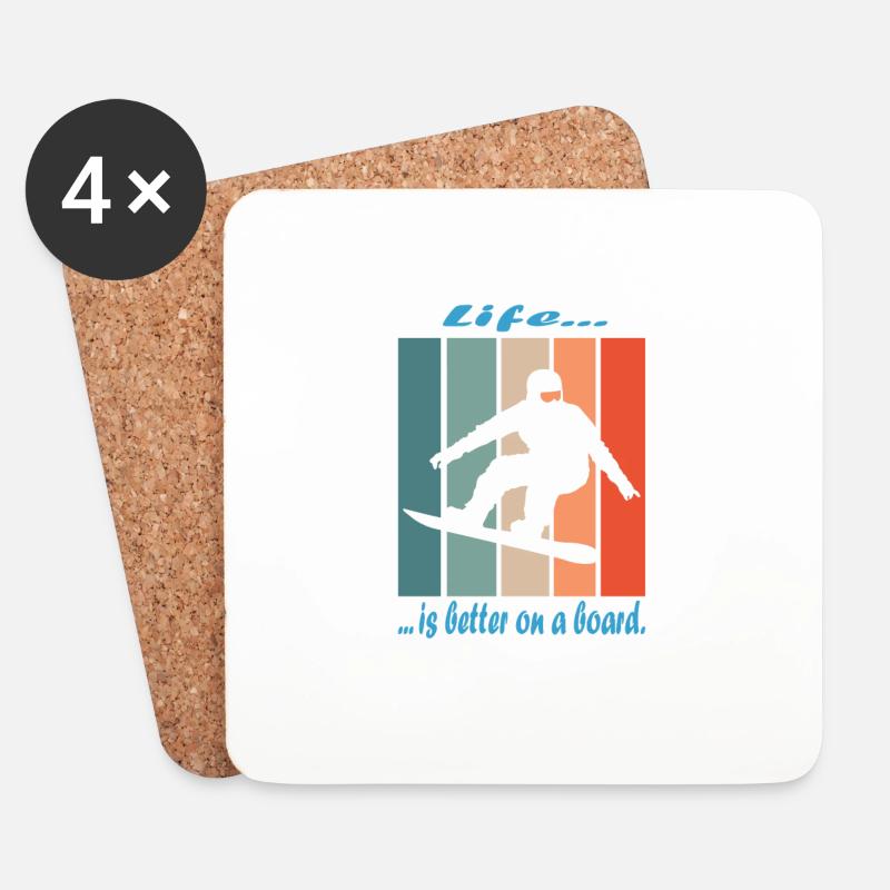 Snowboard - Life is better on a board - Untersetzer (4er-Set) - Weiß