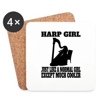 Harpiste Femme Harpe Fille Professeur de Harpe - Dessous de verre (lot de 4) - blanc - Devant
