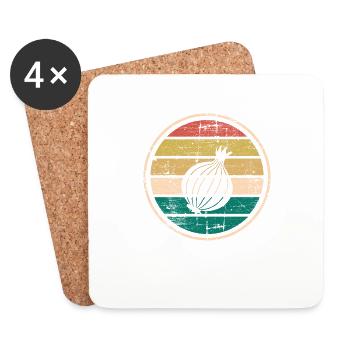 Onion Lover Retro Vegetables Vegan Gift idea - Coasters (set of 4) - white - Front