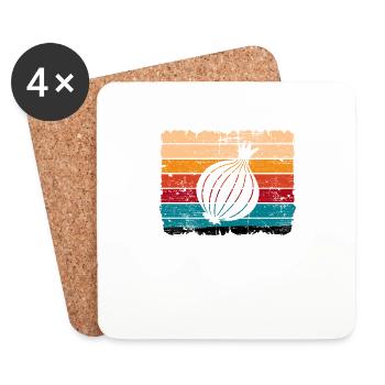 Onion Lover Retro Vegetables Vegan Gift idea - Coasters (set of 4) - white - Front