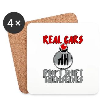 Real Cars Don't Shift Themselves - Untersetzer (4er-Set) - Weiß - Vorne