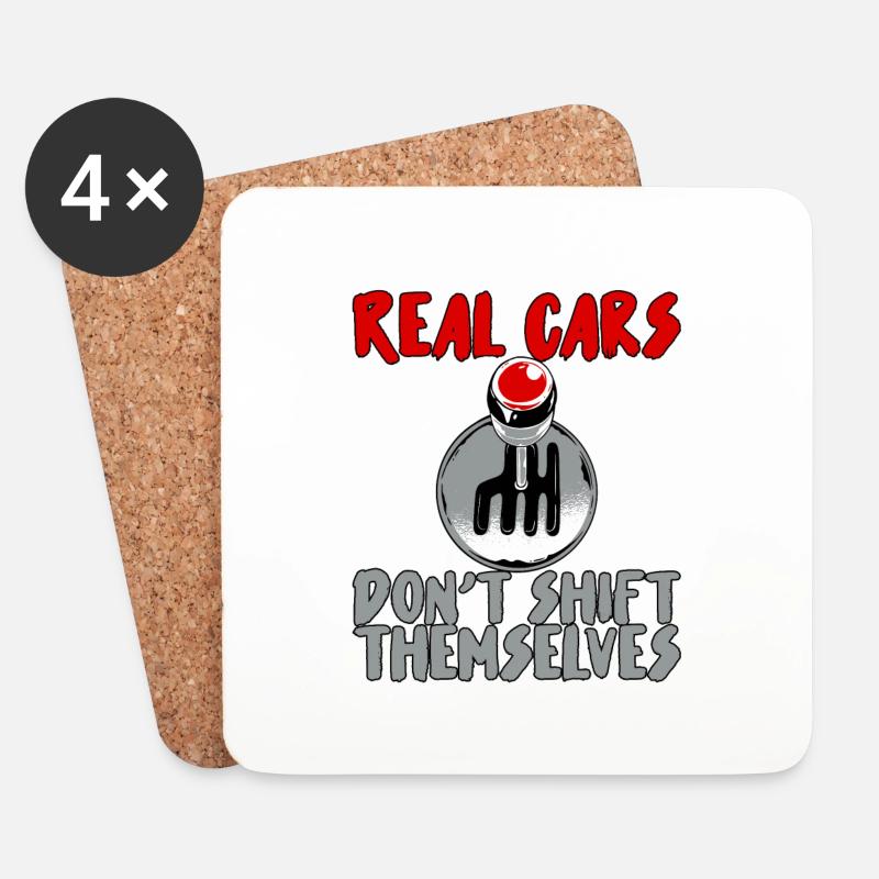 Real Cars Don't Shift Themselves - Untersetzer (4er-Set) - Weiß