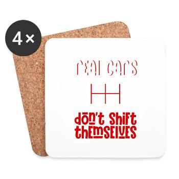 Real Cars Don't Shift Themselves 3 - Untersetzer (4er-Set) - Weiß - Vorne