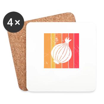 Onion Lover Retro Vegetables Vegan Gift idea - Coasters (set of 4) - white - Front