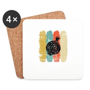 Onion Lover Retro Vegetables Vegan Gift idea - Coasters (set of 4) - white - Front