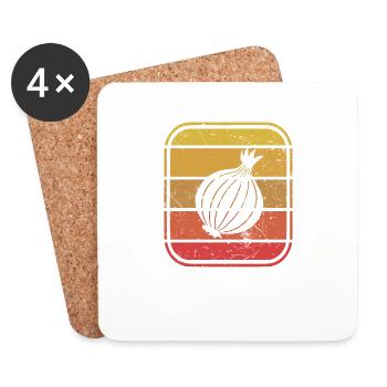 Onion Lover Retro Vegetables Vegan Gift idea - Coasters (set of 4) - white - Front