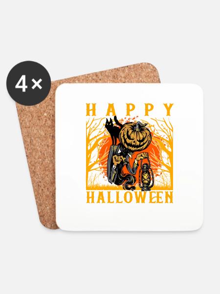 Happy Halloween - Untersetzer (4er-Set) - Weiß