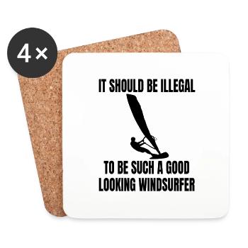 Windsurfer Surf Cadeau Kitesurfer Planche à voile - Dessous de verre (lot de 4) - blanc - Devant