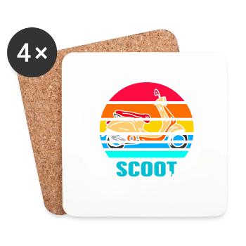 SCOOT LIFE Awesome Retro Scooter Rider T-Shirt - Coasters (set of 4) - white - Front