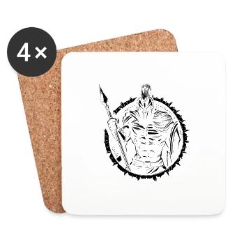 Spartan Sparta Warrior Fighter Soldat Lance - Dessous de verre (lot de 4) - blanc - Devant