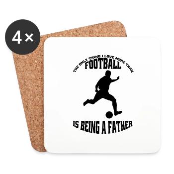 Entraîneur de football Père Papa Joueur de football - Dessous de verre (lot de 4) - blanc - Devant
