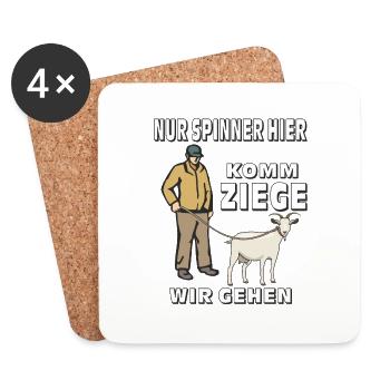 NUR SPINNER HIER KOMM ZIEGE - Untersetzer (4er-Set) - Weiß - Vorne