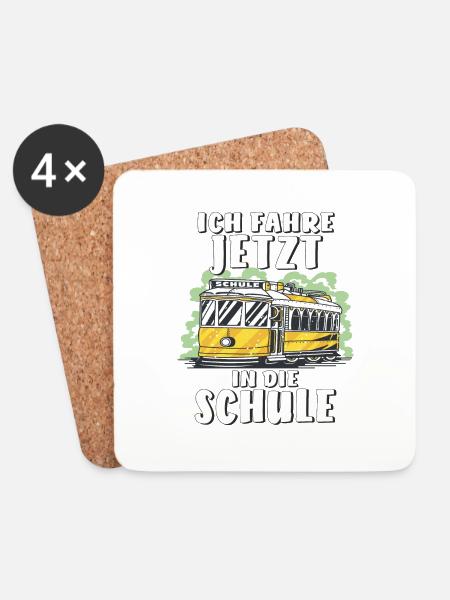 ICH FAHRE JETZT IN DIE SCHULE - Untersetzer (4er-Set) - Weiß