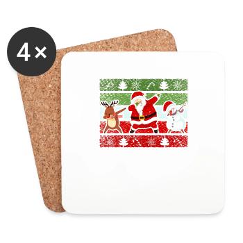 Dabbing Santa Claus Friends Crew Christmas - Coasters (set of 4) - white - Front