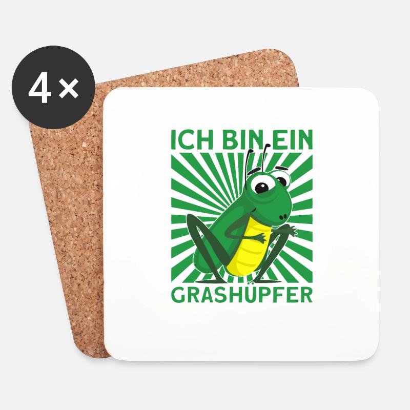 Grashüpfer T Shirt - Untersetzer (4er-Set) - Weiß