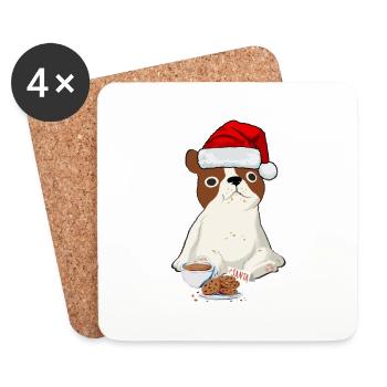 Santa Dog - Untersetzer (4er-Set) - Weiß - Vorne