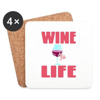 Wine Is Life Awesome Retro Wine Lover T-Shirt - Untersetzer (4er-Set) - Weiß - Vorne